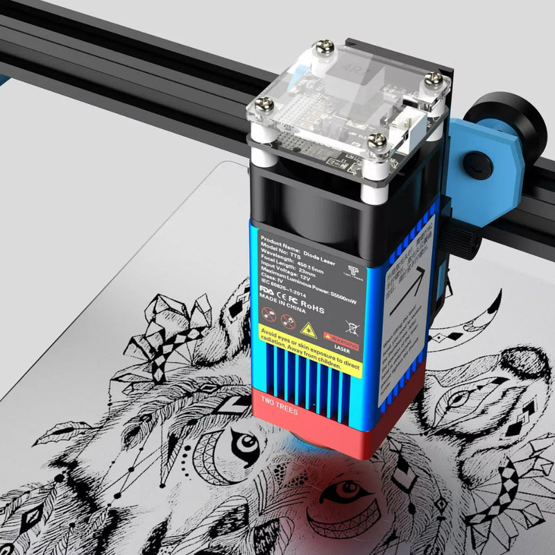 TwoTrees TTS-55 pro Impressora A Gravador Corte Laser 40w Área 30x30cm CNC Laser 5.5w Wifi